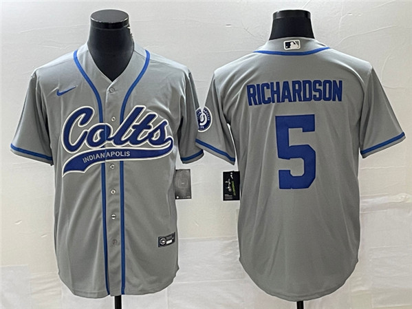 Indianapolis Colts #5 Anthony Richardson Gray Cool Base Stitched Baseball Jersey - Click Image to Close